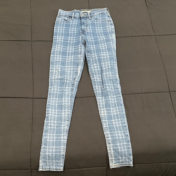 Levi Blue Plaid Women's Jeans - Picture 1 of 5